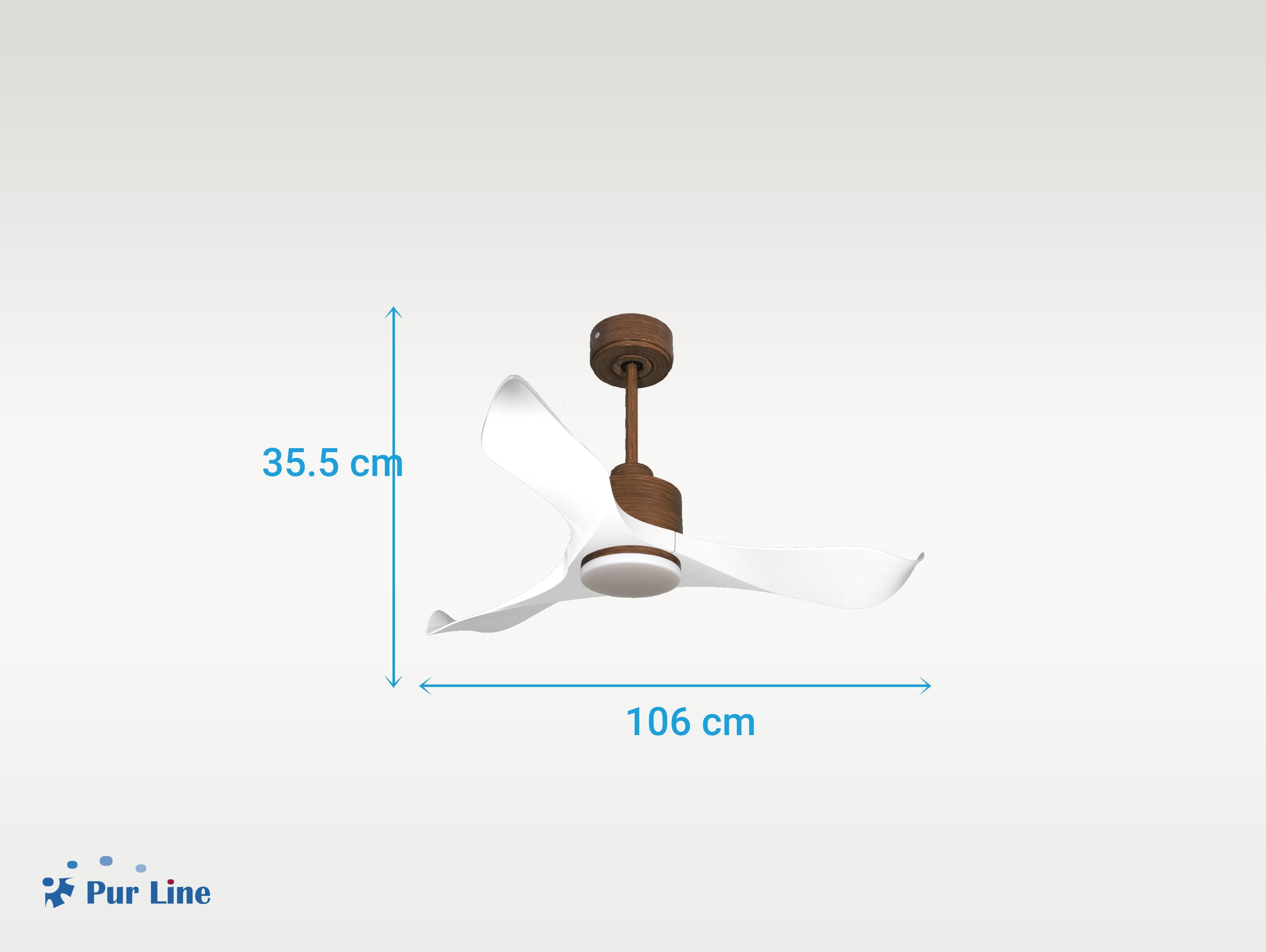 Ventilatore da soffitto Reversibile Termostato Dimmabile Wifi Motore CC Tetti inclinati Telecomando Luce a tre toni Adattatore 2/3 lame Hypersilence Memoria