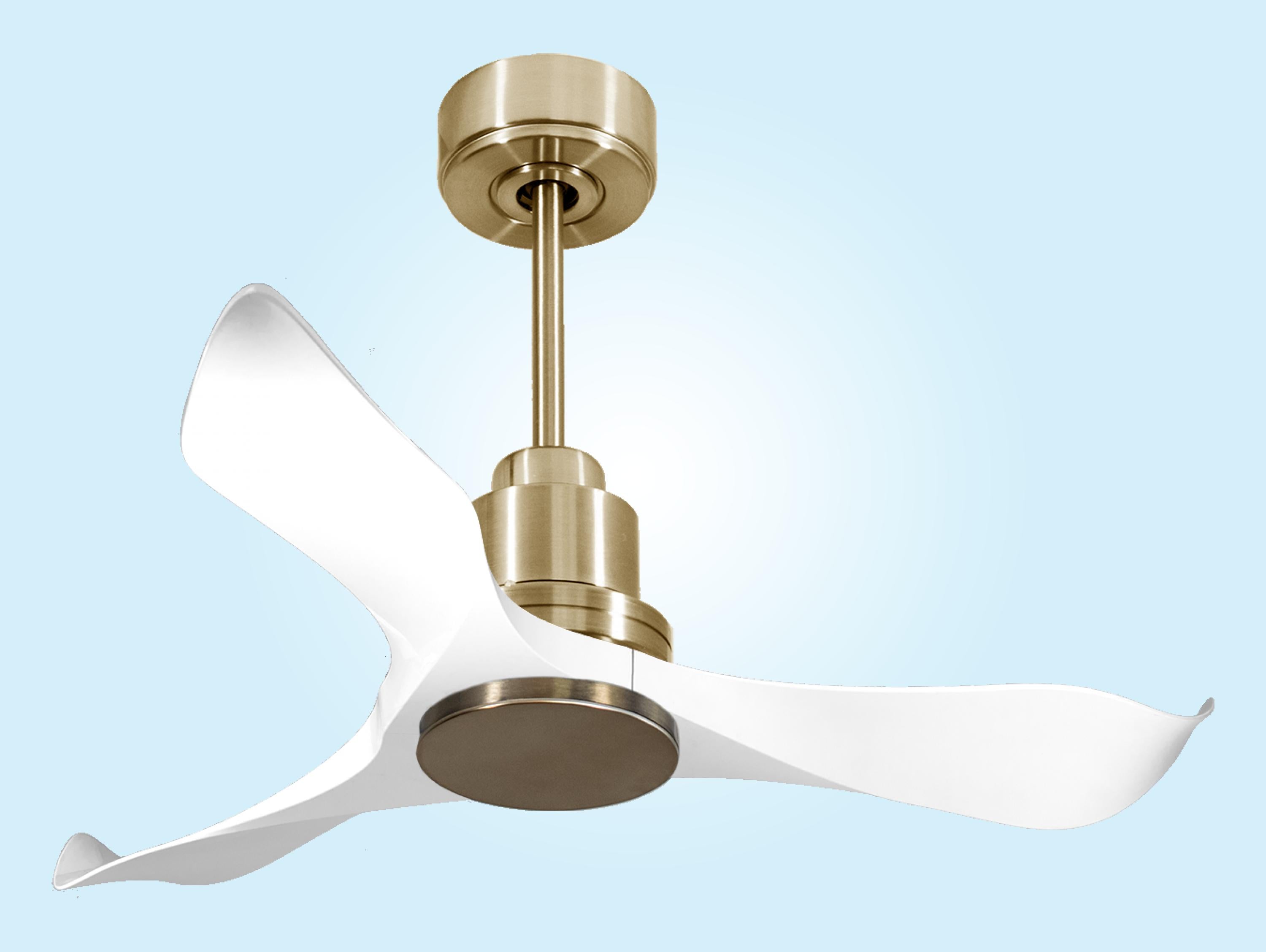 Ventilatore da soffitto Reversibile Termostato Wifi Motore CC Tetti inclinati Telecomando Adattatore 2/3 lame Hypersilence Memoria Shopify Vendible (AUTOMATICO)