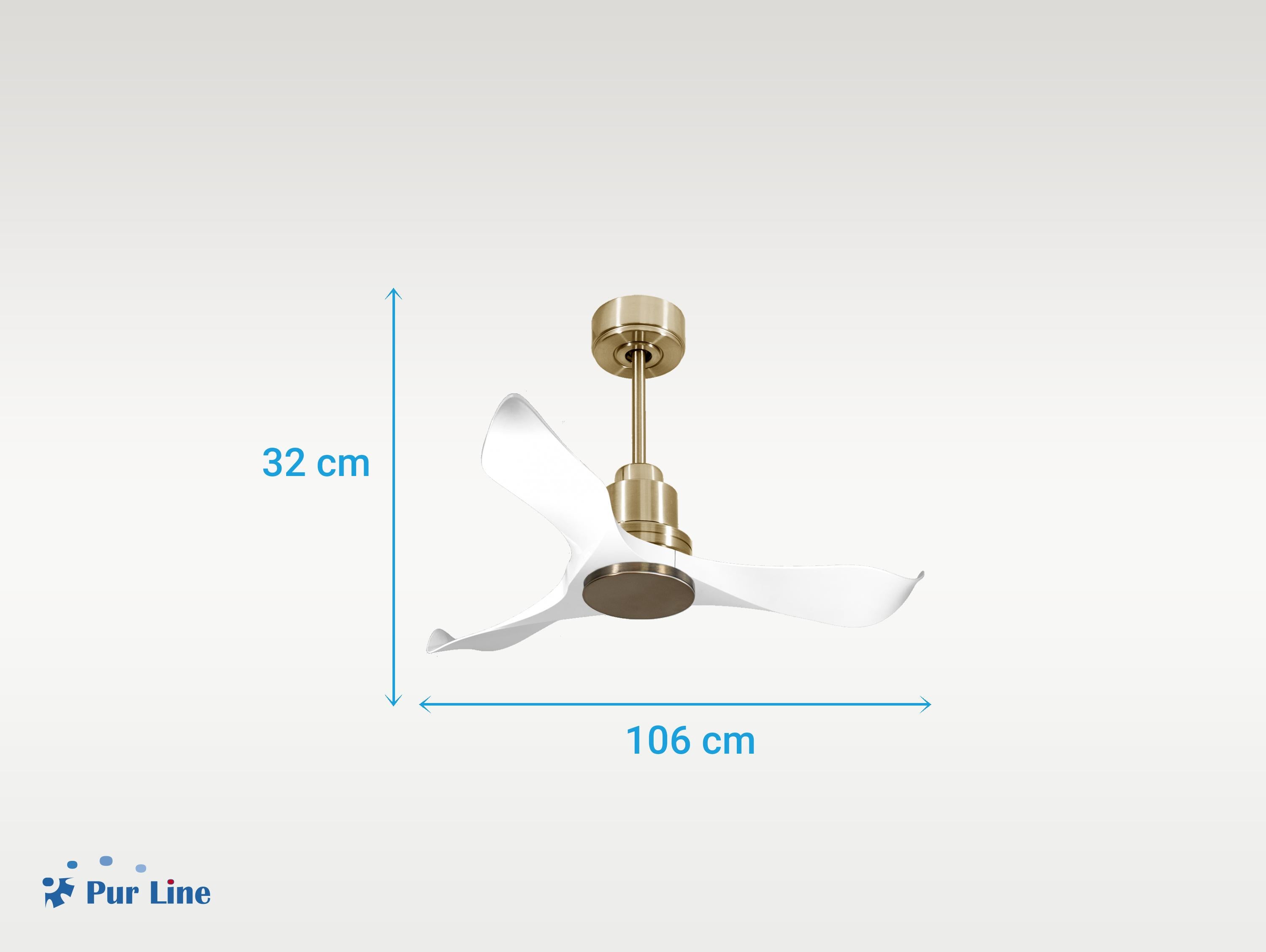 Ventilatore da soffitto Reversibile Termostato Wifi Motore CC Tetti inclinati Telecomando Adattatore 2/3 lame Hypersilence Memoria Shopify Vendible (AUTOMATICO)