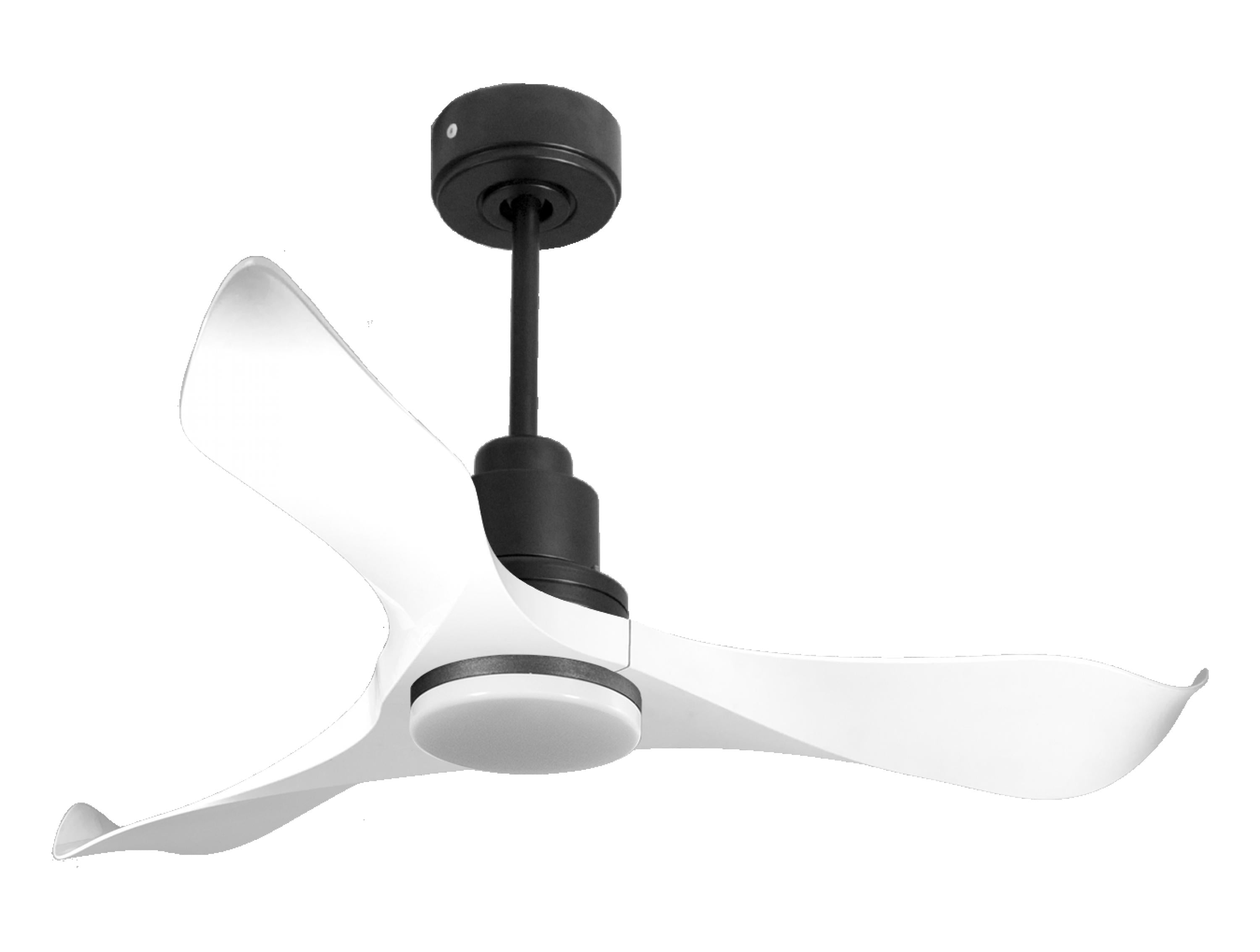 Ventilatore da soffitto Reversibile Termostato Dimmabile Wifi Motore CC Tetti inclinati Telecomando Luce a tre toni Adattatore 2/3 lame Hypersilence Memoria