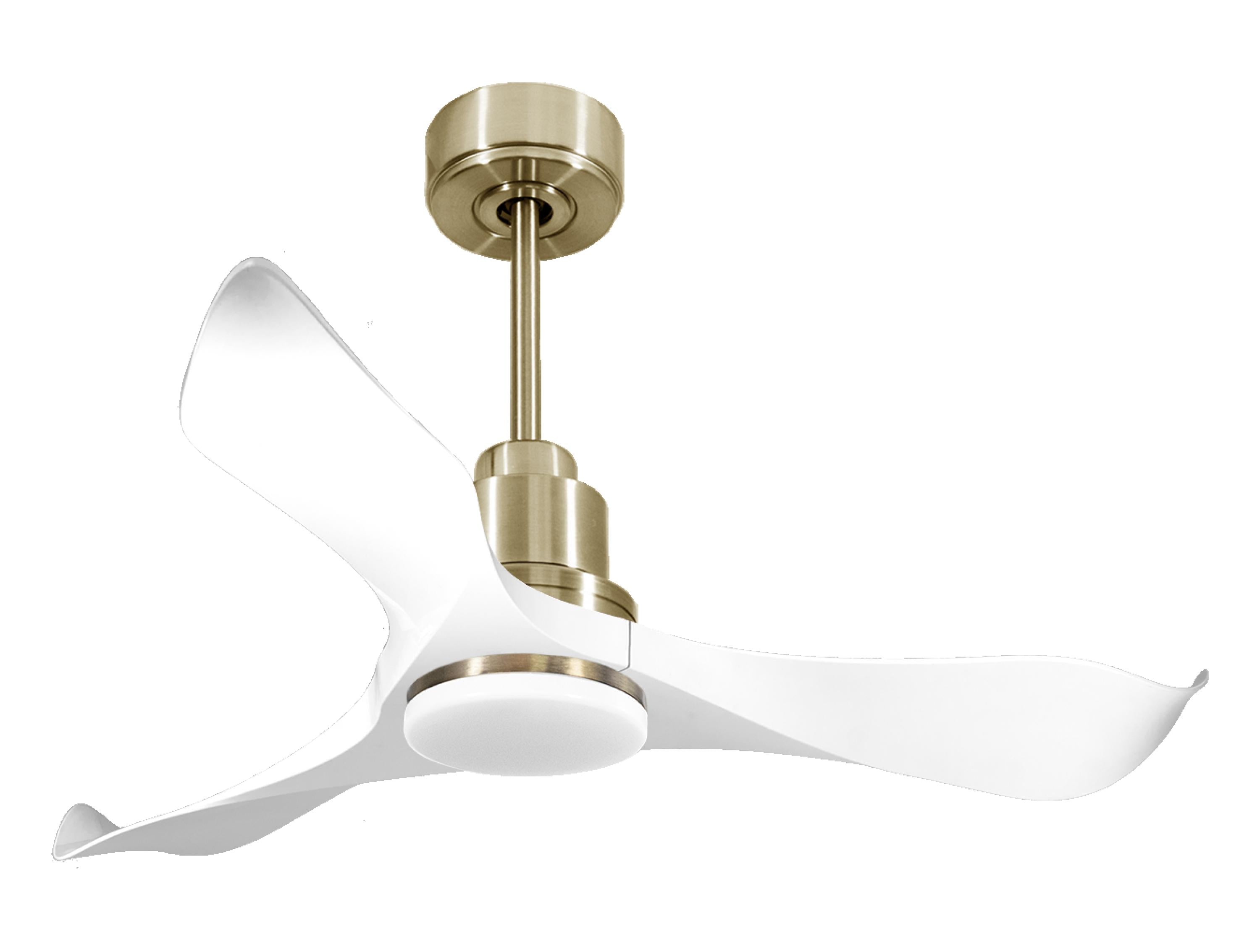 Ventilatore da soffitto Reversibile Termostato Dimmabile Wifi Motore CC Tetti inclinati Telecomando Luce a tre toni Adattatore 2/3 lame Hypersilence Memoria