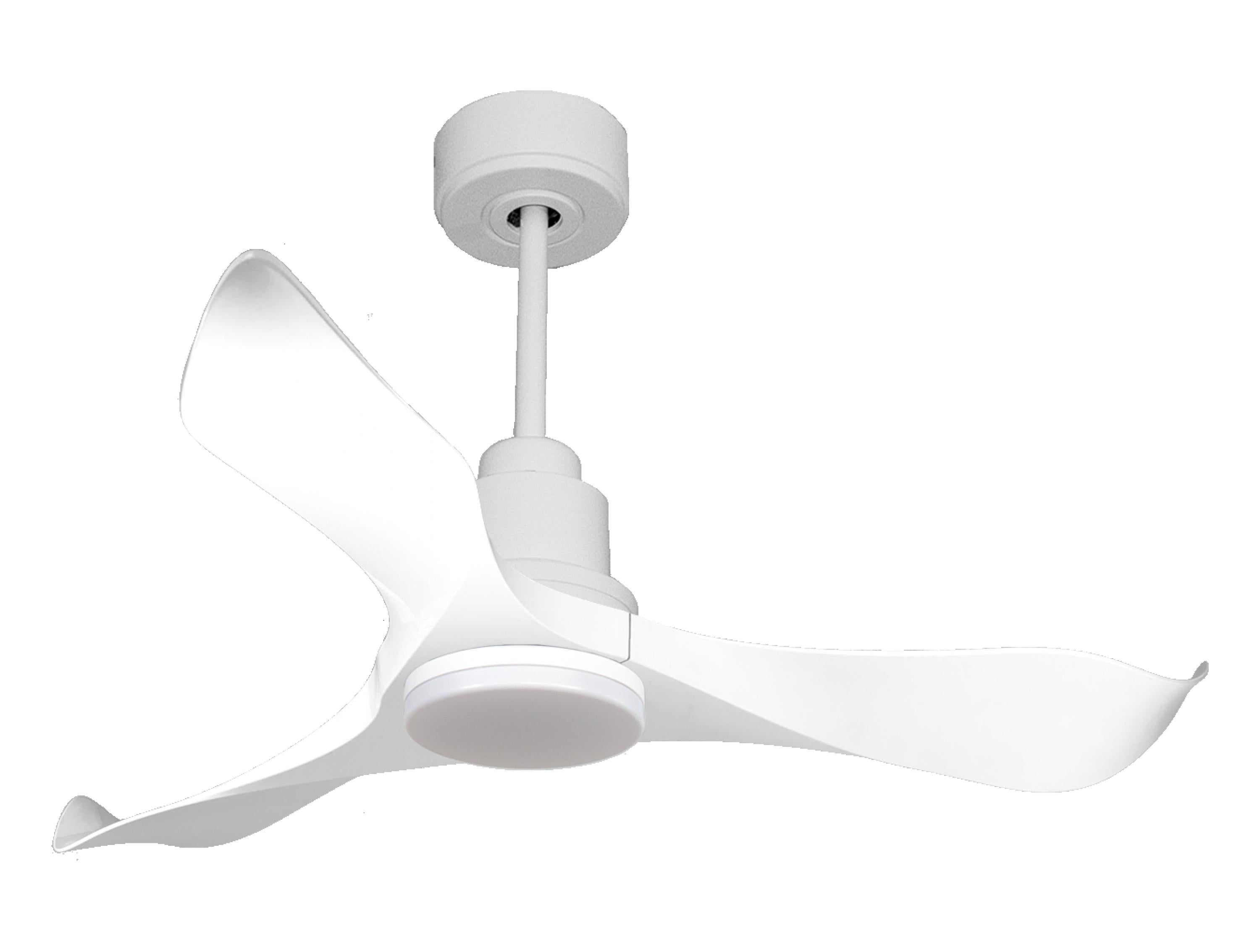 Ventilatore da soffitto Reversibile Termostato Dimmabile Wifi Motore CC Tetti inclinati Telecomando Luce a tre toni Adattatore 2/3 lame Hypersilence Memoria