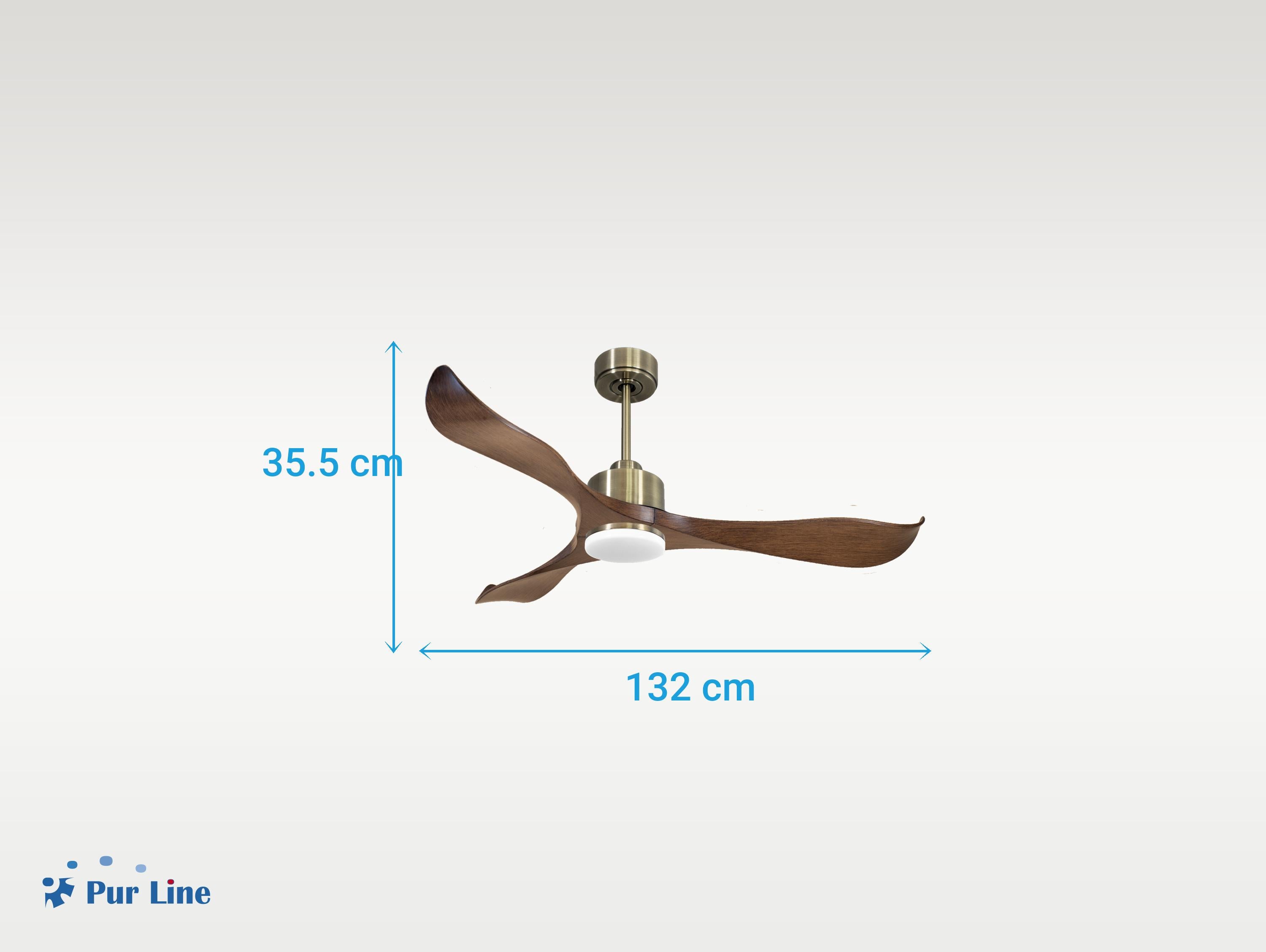 Ventilatore da soffitto Reversibile Termostato Dimmabile Wifi Motore CC Tetti inclinati Telecomando Luce a tre toni Adattatore 2/3 lame Hypersilence Memoria