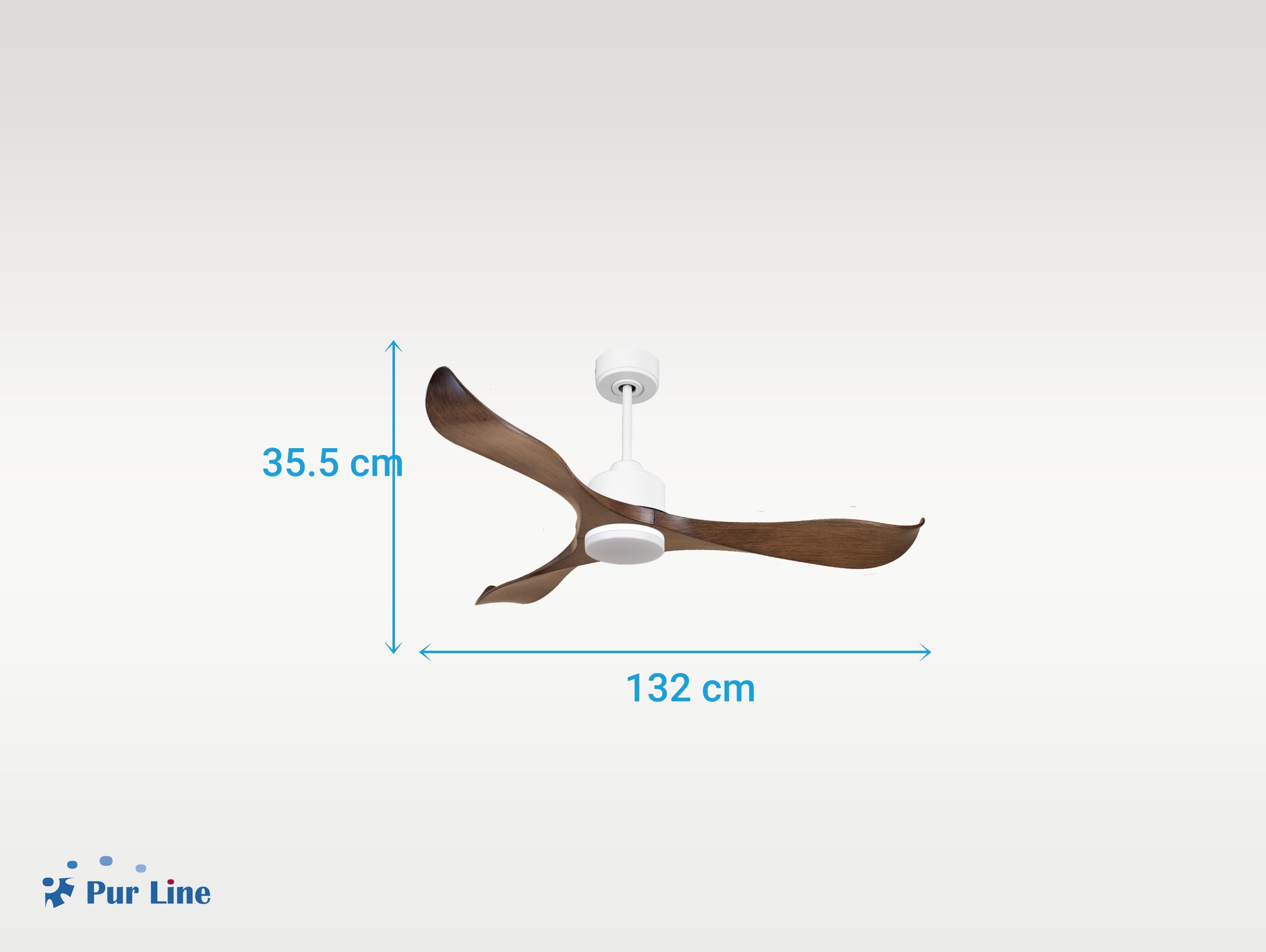 Ventilatore da soffitto Reversibile Termostato Dimmabile Wifi Motore CC Tetti inclinati Telecomando Luce a tre toni Adattatore 2/3 lame Hypersilence Memoria
