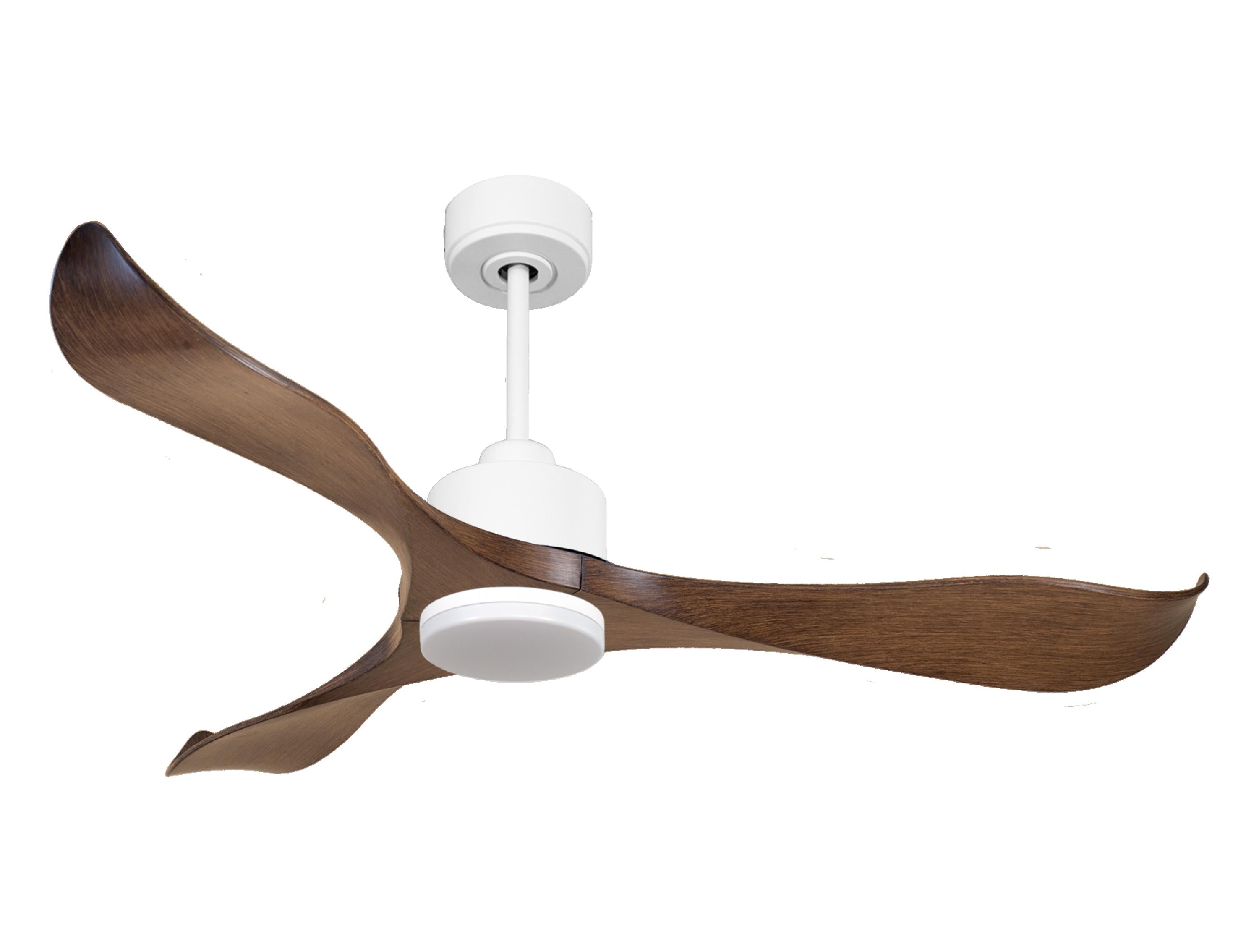 Ventilatore da soffitto Reversibile Termostato Dimmabile Wifi Motore CC Tetti inclinati Telecomando Luce a tre toni Adattatore 2/3 lame Hypersilence Memoria