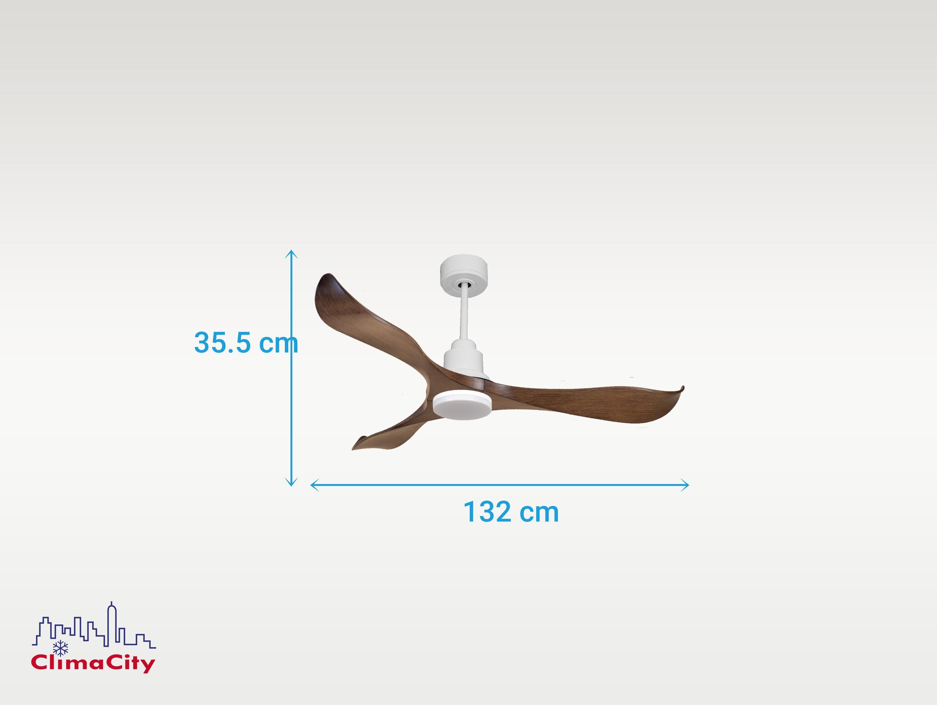 Ventilatore da soffitto Reversibile Termostato Dimmabile Wifi Motore CC Tetti inclinati Telecomando Luce a tre toni Adattatore 2/3 lame Hypersilence Memoria
