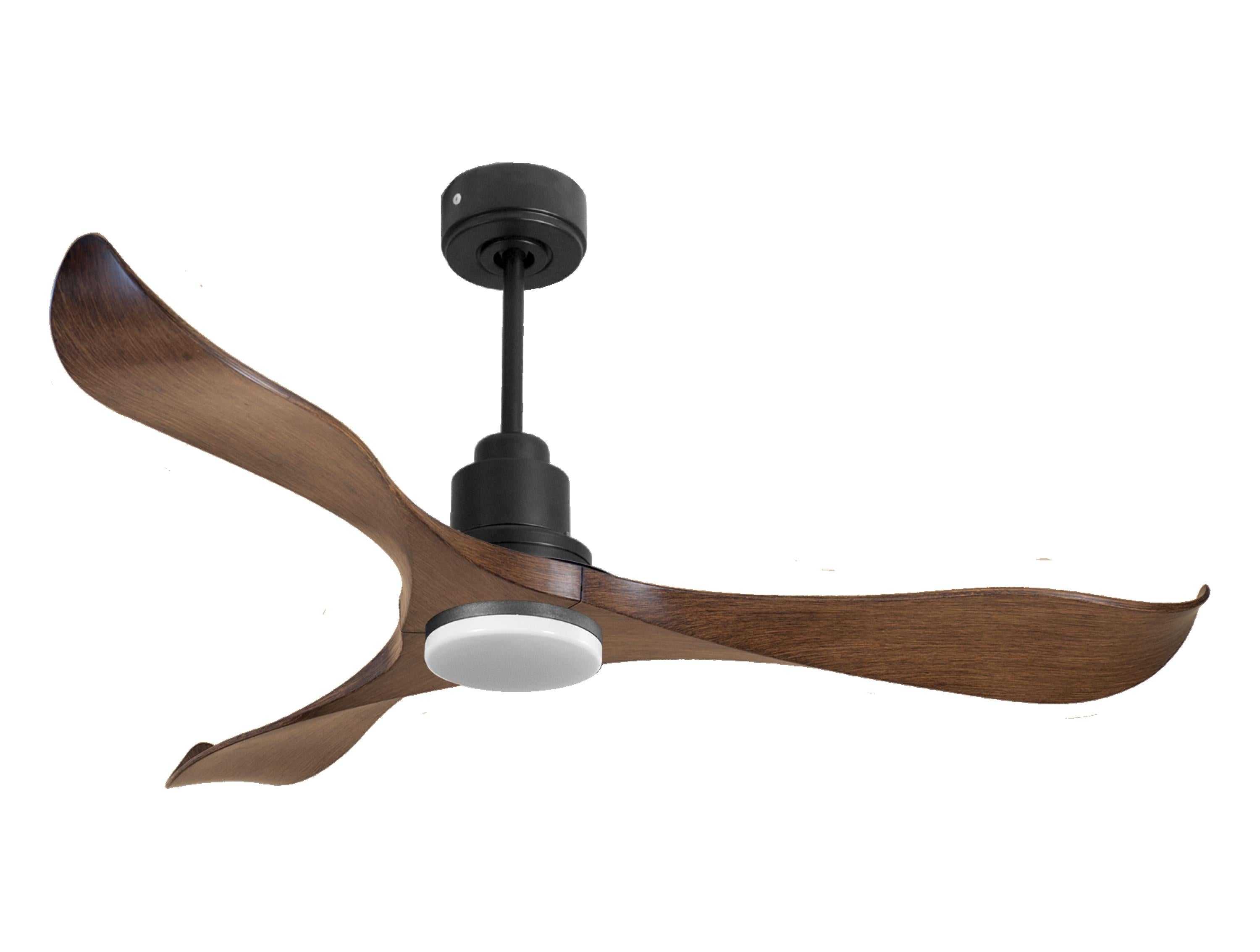 Ventilatore da soffitto Reversibile Termostato Dimmabile Wifi Motore CC Tetti inclinati Telecomando Luce a tre toni Adattatore 2/3 lame Hypersilence Memoria